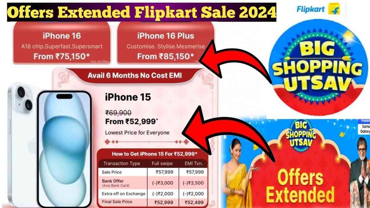 Iphone 15 हुआ ₹13,000 सस्ता, अभी देखें Flipkart Big Shopping Utsav Sale